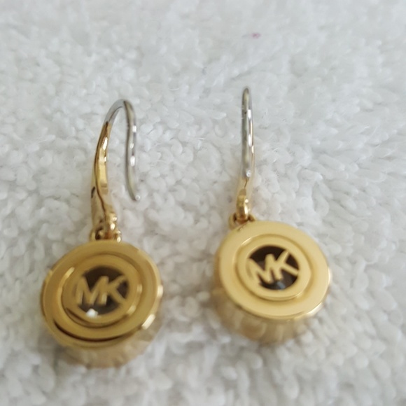New Michael Kors Pave Logo Earrings - Picture 3 of 5